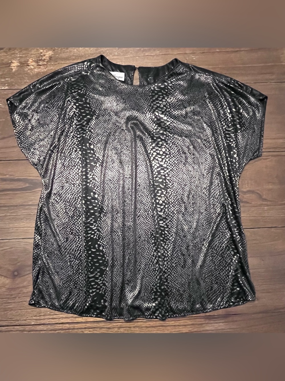 Vintage Jeri Marque Blouse Top Silver Shimmer Womens size 38 Made in USA